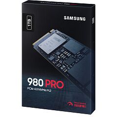 Твердотельные накопители Samsung SSD 980 PRO, 1000GB, M.2(22x80mm), NVMe 1.3c, PCIe 4.0 x4, 3-bit MLC, R/W 7000/5000MB/s, IOPs 1 000 000/1 000 000, D