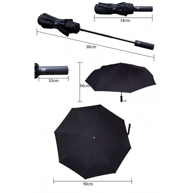 Автоматический зонт MiJia Automatic Umbrella (Black/Черный) - 3